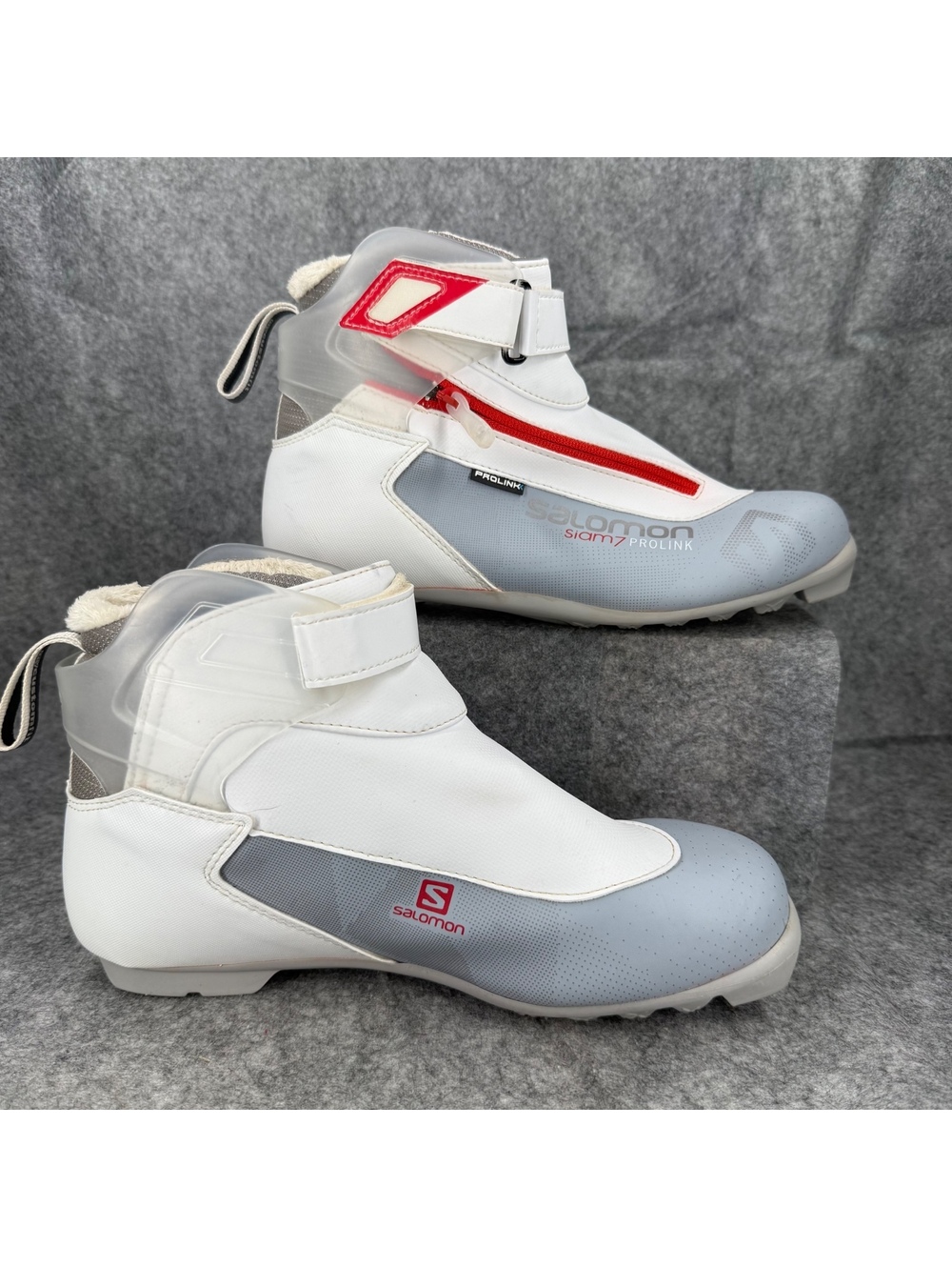 Salomon Siam 7 Prolink Cross Country Ski Boots White Gray Women Size 9.5 266